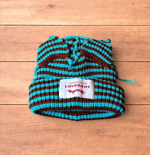 Striped winter knitted beanie