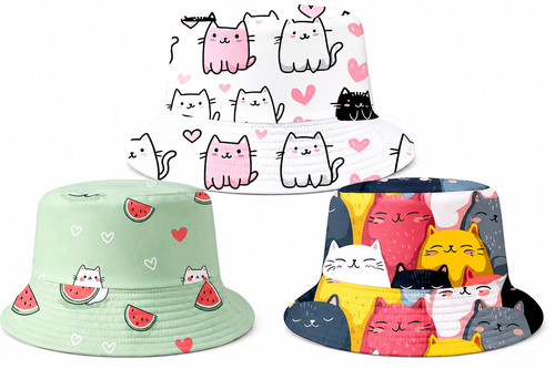 Kawaii cat bucket hat - cat, ladies
