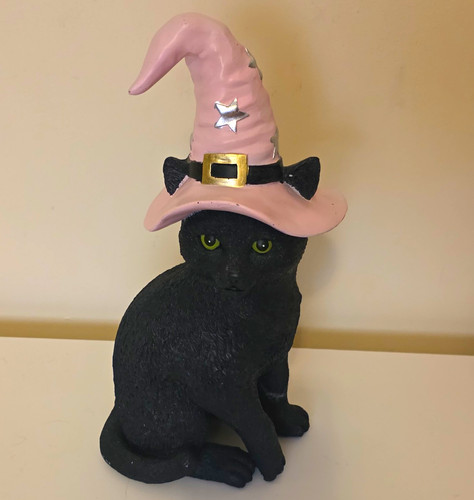 Black cat figurine - black, witch