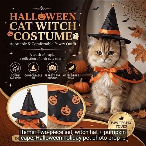 2pc helloween pet witch - 2pc,