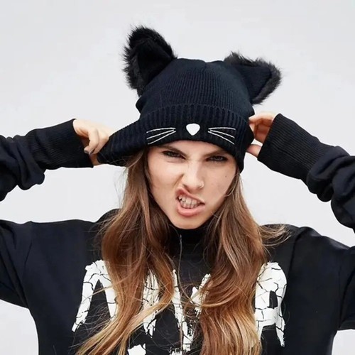Cute cat ear beanie hat - cute,