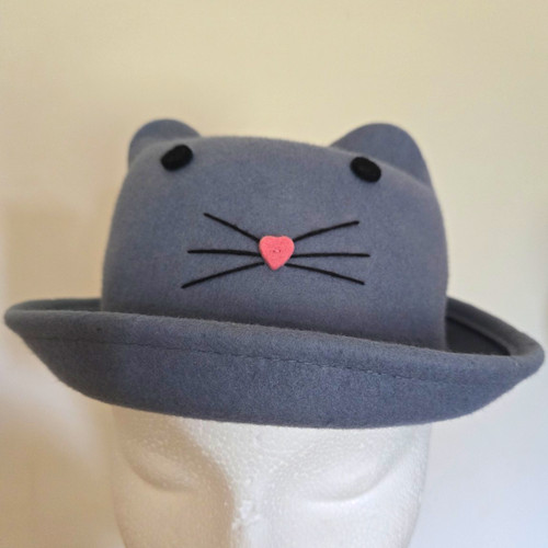Girls grey wool felt cat - grey,