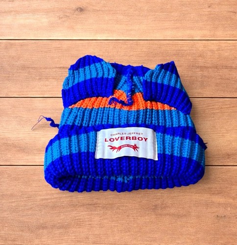 Striped winter knitted beanie