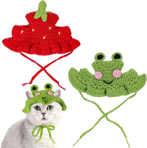2pcs frog and strawberry cat - and,