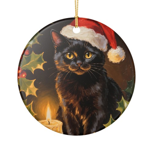 Black cat santa hat christmas - santa,