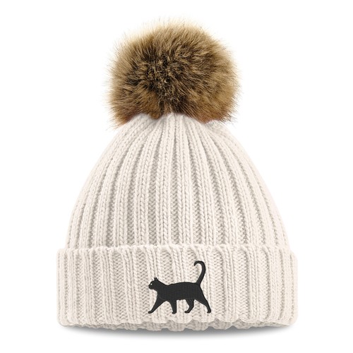 Embroidered black cat - cat, bobble