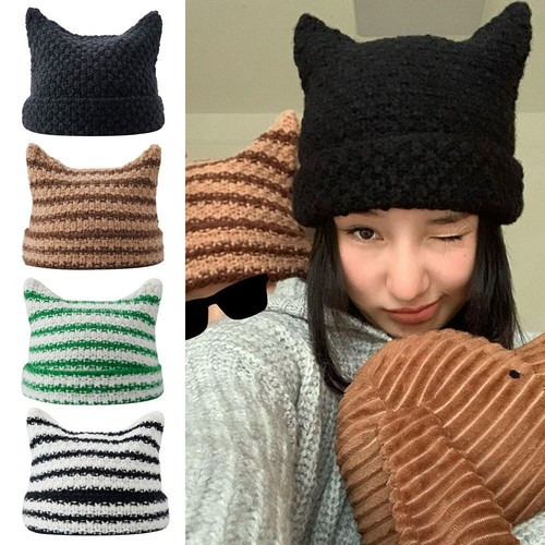 Cute cat ears striped ins - ears,